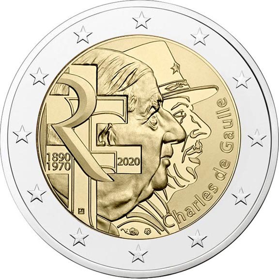 Image of 2 euro coin - Charles de Gaulle | France 2020