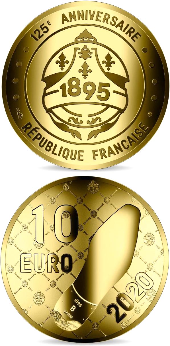 Image of 10 euro coin - Berluti - Penny Loafer  | France 2020.  The Gold coin is of Proof quality.