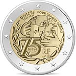 2 euro coin 75 Years of UNICEF | France 2021