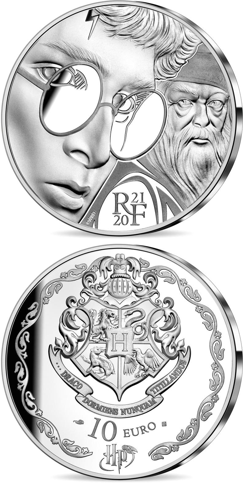 Image of 10 euro coin - Harry Potter | France 2021.  The Silver coin is of Proof quality.