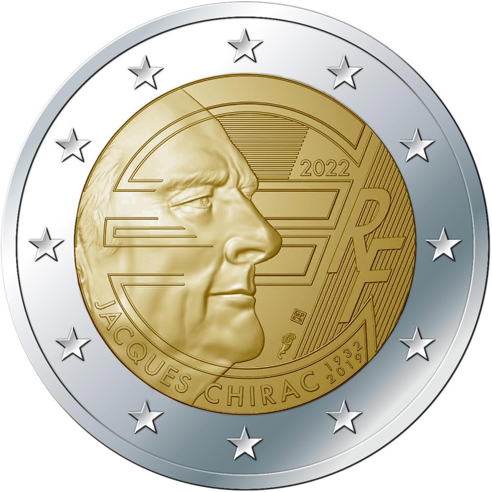 Image of 2 euro coin - Jacques Chirac  | France 2022