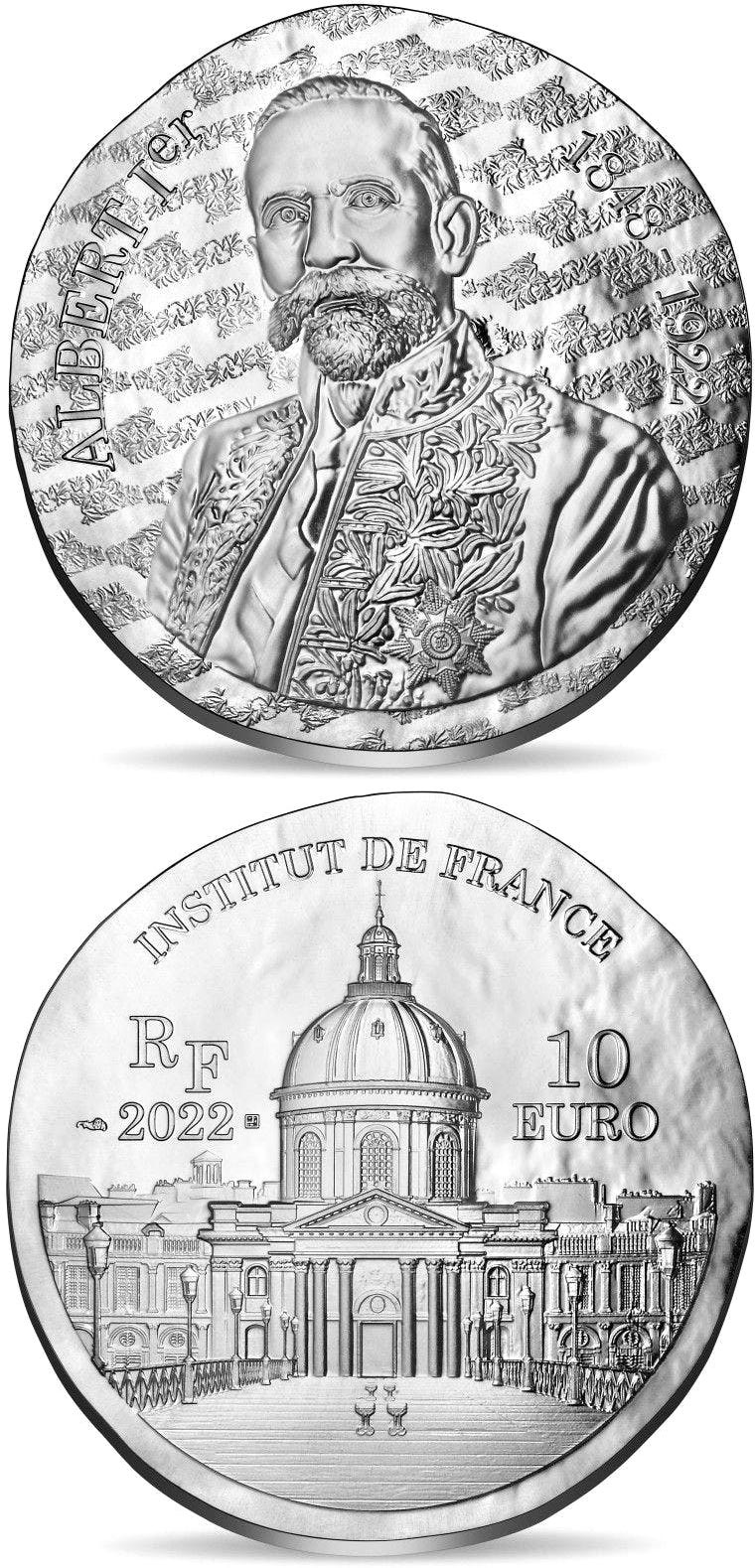 Image of 10 euro coin - Prince Albert I of Monaco - the centenary of his death | France 2022.  The Silver coin is of Proof quality.