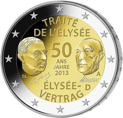 Image of 2 euro coin - 50 Years of the Élysée Treaty | Germany 2013