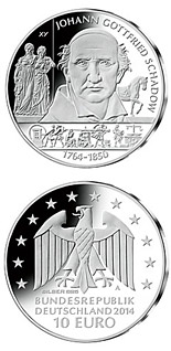 10 euro coin 250. Geburtstag Johann Gottfried Schadow | Germany 2014