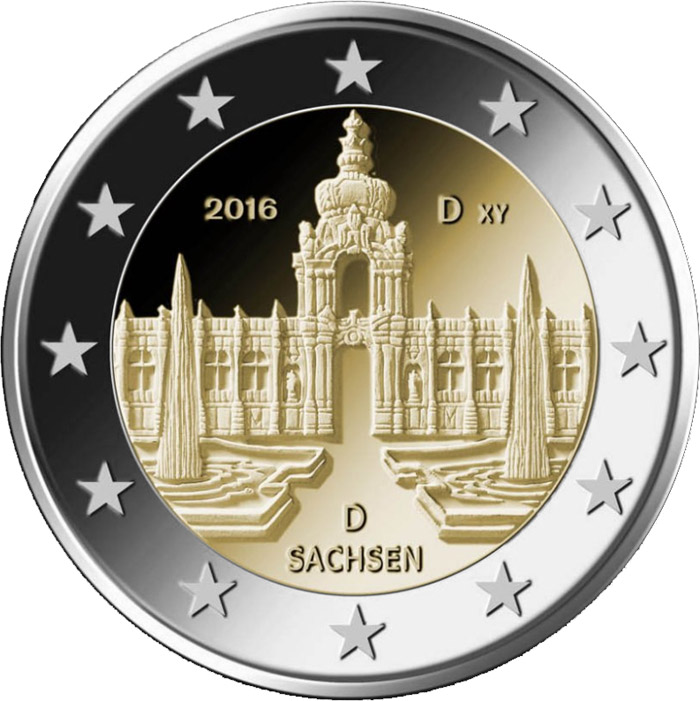 2 euro Sachsen: Dresdner Zwinger - 2016 - Series: Commemorative 2 euro coins - Germany