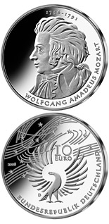 10 euro coin 250. Geburtstag Wolfgang Amadeus Mozart | Germany 2006