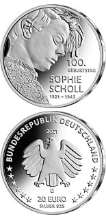 20 euro coin 100th Anniversary of the Birth of Sophie Scholl | Germany 2021