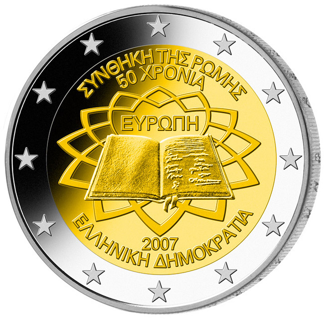 Image of 2 euro coin - 50th Anniversary of the Treaty of Rome | Greece 2007