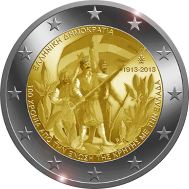 Image of 2 euro coin - 100th Anniversary of the union of Crete with Greece | Greece 2013
