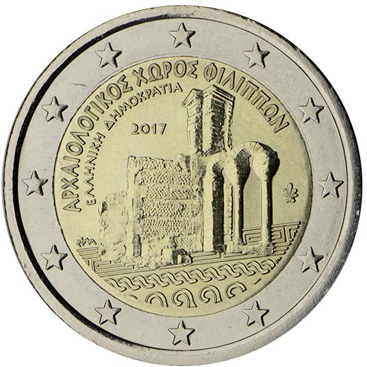 Image of 2 euro coin - Archaeological site of Philippi  | Greece 2017