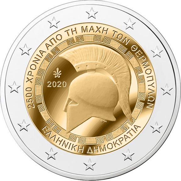 Image of 2 euro coin - 2500th Anniversary of the Battle of Thermopylae | Greece 2020