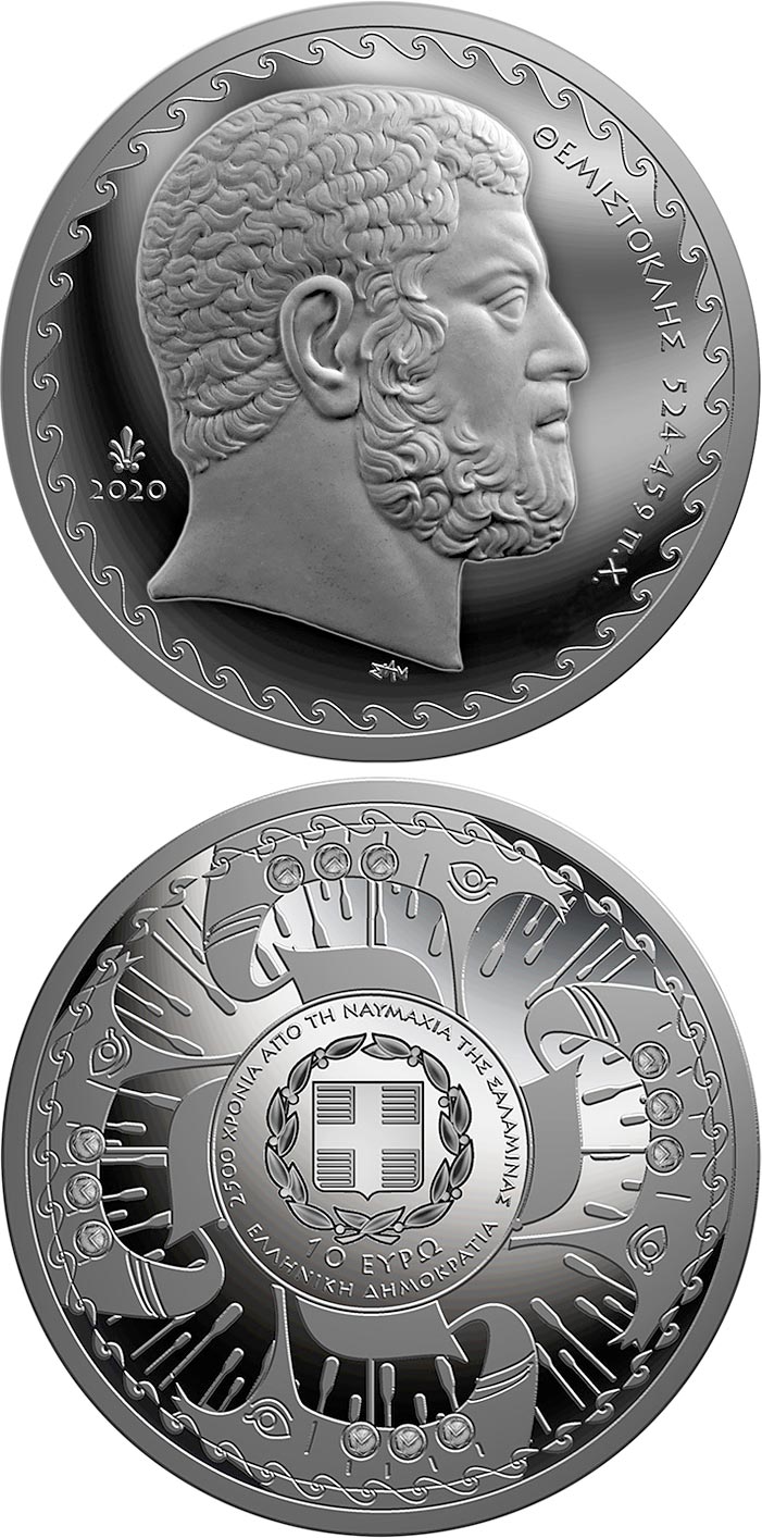 Image of 10 euro coin - 2,500 years since the battle
of salamis | Greece 2020.  The Silver coin is of Proof quality.