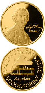50000 forint coin 200th anniversary of the birth of Ferenc Liszt  | Hungary 2011
