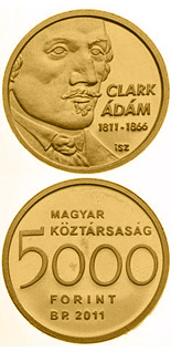 5000 forint coin 200th anniversary of the birth of Adam Clark  | Hungary 2011