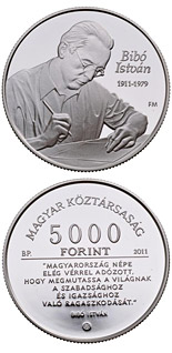 5000 forint coin 100th anniversary of the birth of István Bibó  | Hungary 2011