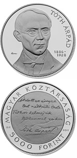 5000 forint coin 125th Anniversary of birth of Árpád Tóth | Hungary 2011