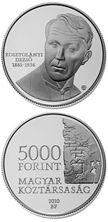 5000 forint coin 125th Anniversary of birth of Dezső Kosztolányi  | Hungary 2010