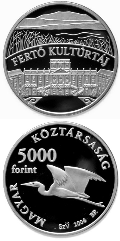 Image of 5000 forint coin - Fertő Cultural Landscape | Hungary 2006.  The Silver coin is of Proof, BU quality.