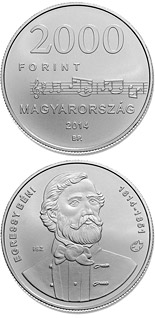 2000 forint coin 200th Anniversary of  Birth of BÉNI EGRESSY (1814-1851)  | Hungary 2014