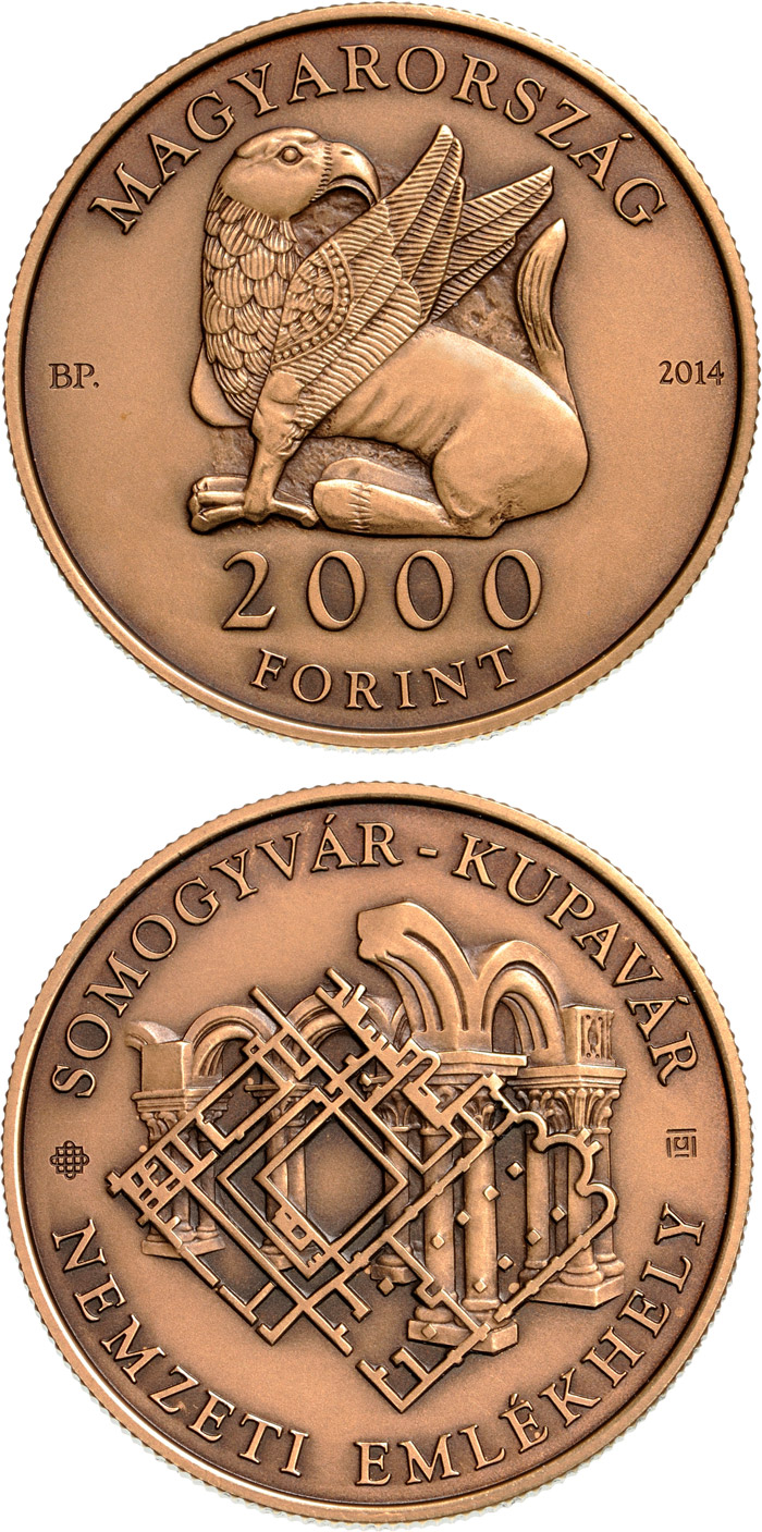 Image of 2000 forint coin - Somogyvár-Kupavár National Memorial place | Hungary 2014