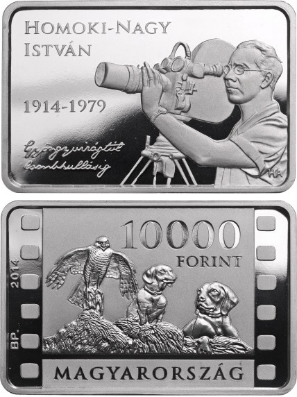 Image of 10000 forint coin - 100th Anniversary of Birth of ISTVÁN HOMOKI-NAGY (1914-1979) | Hungary 2014.  The Silver coin is of Proof quality.
