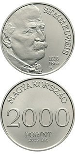 2000 forint coin 150th Anniversary of Death of Ignác Semmelweis  | Hungary 2015