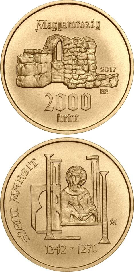 Image of 2000 forint coin - 775th Anniversary of Birth of Saint Margaret of Hungary | Hungary 2017