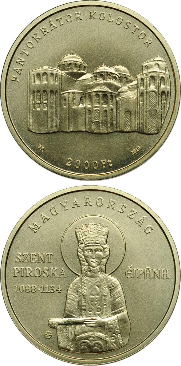 Image of 2000 forint coin - Irene of Hungary (1088-1134) | Hungary 2019.  The Brass coin is of BU quality.