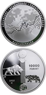 10000 forint coin 30th anniversary of the re-establishment of the Budapest Stock Exchange | Hungary 2020