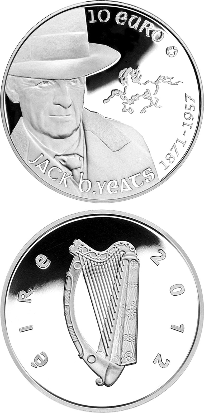 Image of 10 euro coin - Jack Butler Yeats | Ireland 2012.  The Silver coin is of Proof quality.