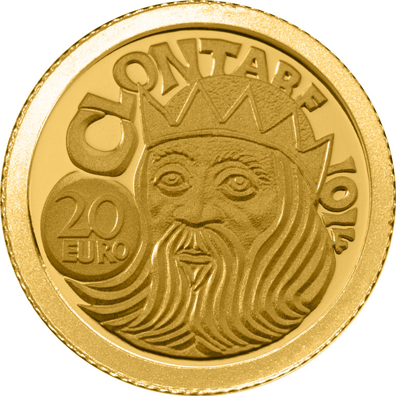 Image of 20 euro coin - The Battle of Clontarf  | Ireland 2014.  The Gold coin is of Proof quality.
