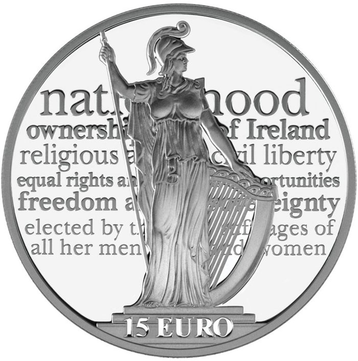 Image of 15 euro coin - 100th anniversary of the Proclamation of the Irish Republic | Ireland 2016