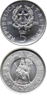 5 euro coin 60 years Republic of Italy | Italy 2006