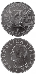 5 euro coin 50th anniversary of the death bon Arturo Toscanini | Italy 2007