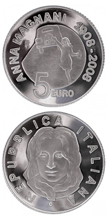 5 euro coin 100th anniversary of the birth Anna Magnani  | Italy 2008