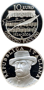 10 euro coin 80. anniversary of the death of Giacomo Puccini | Italy 2004