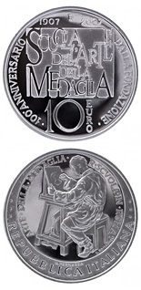 10 euro coin 100th anniversary school of art of the medal | Italy 2007