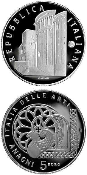 Image of 5 euro coin - Italy of Arts – Anagni  | Italy 2011