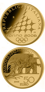 50 euro coin XX. Olympic Winter Games 2006 in Turin - Equestrian statue Emanuele di Savoia | Italy 2005