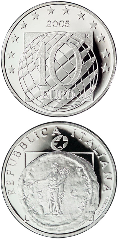 Image of 10 euro coin - 60 years Peace and Freedom  | Italy 2005
