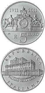 5 euro coin 100 years of the Mint Palace | Italy 2011