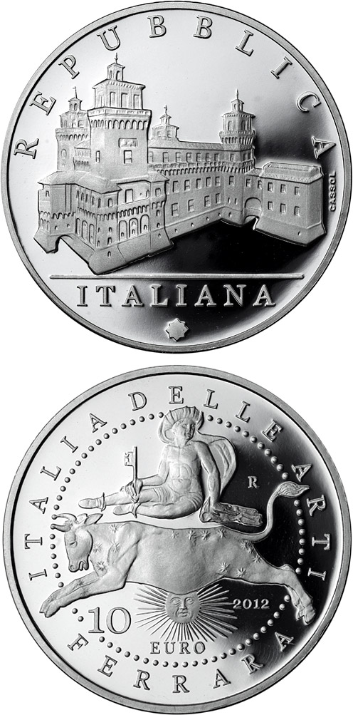 Image of 10 euro coin - Italy of Arts: The Castle Estense in Ferrara | Italy 2012