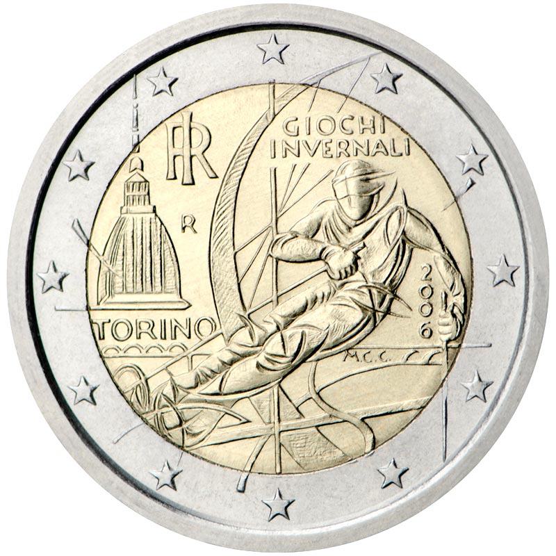 Image of 2 euro coin - Winter Olympics in Turin 2006 | Italy 2006