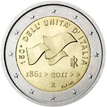 2 euro coin 150th anniversary of unification of Italy  | Italy 2011