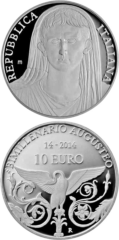 Image of 10 euro coin - 2000th Anniversary of the Roman Emperor Augustus | Italy 2014