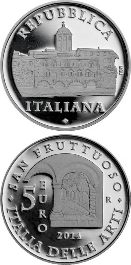 Image of 5 euro coin - Abbey of San Fruttuoso | Italy 2014