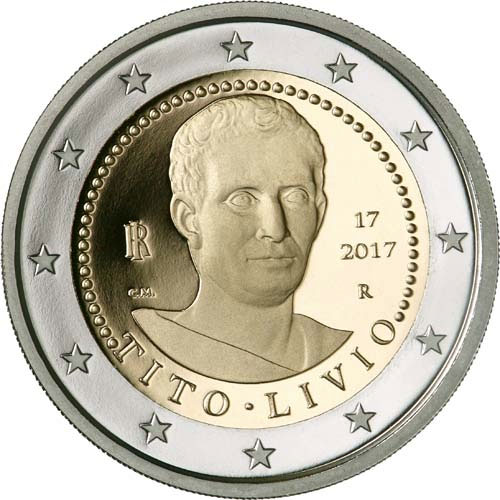 Image of 2 euro coin - Death of Titus Livius 2000 Years | Italy 2017