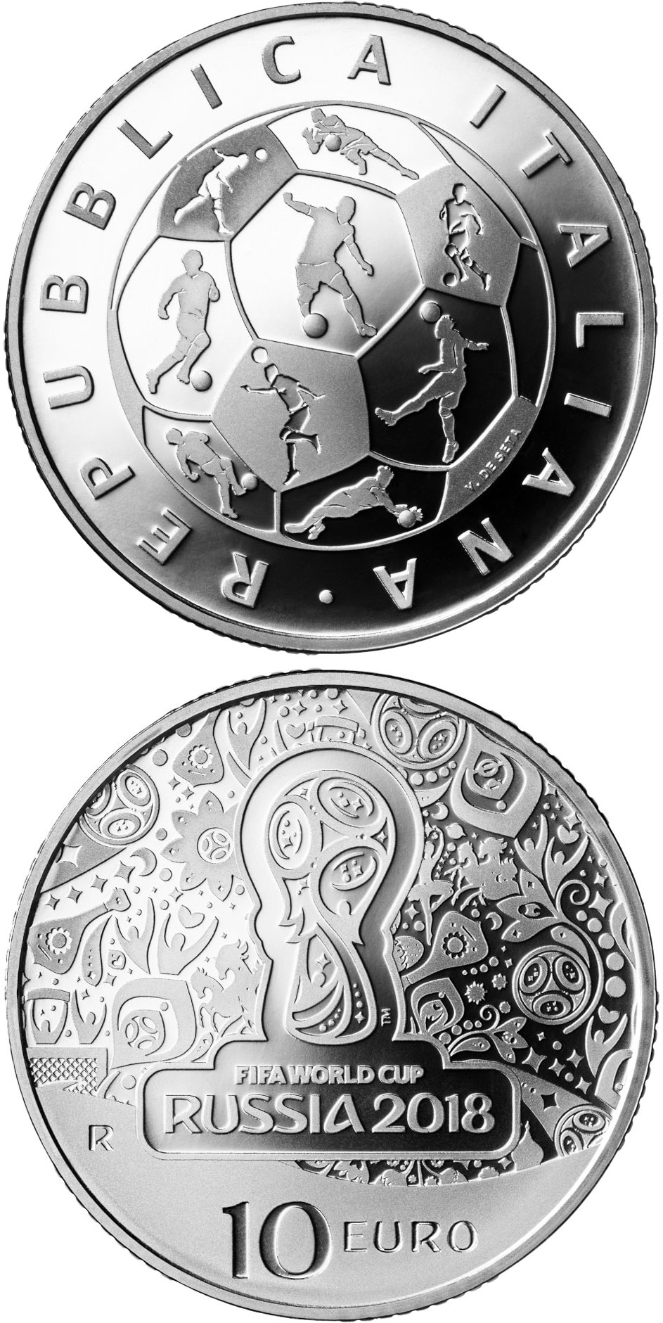 Image of 10 euro coin - FIFA World Cup Russia 2018 | Italy 2018