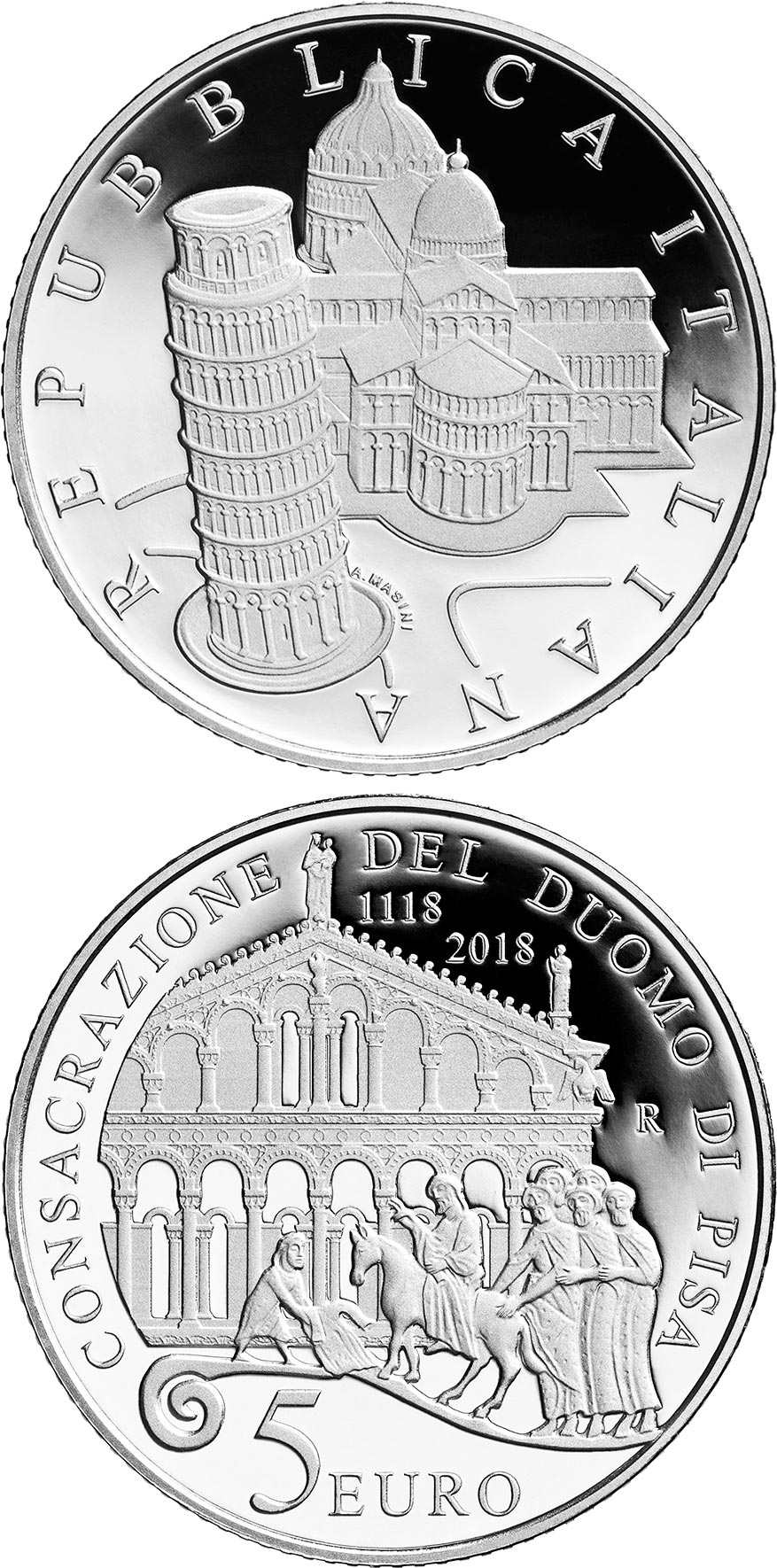 Image of 5 euro coin - 900th Anniversary of the consecration | Italy 2018