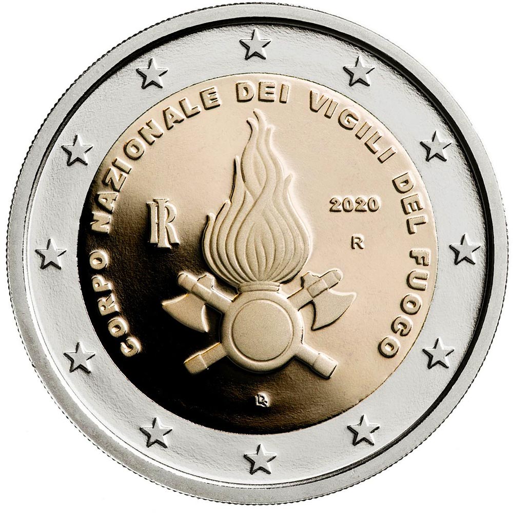 Image of 2 euro coin - The Vigili del Fuoco - National Firefighters Corps | Italy 2020